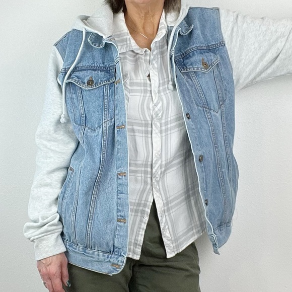 Brooklyn Cloth Mens Jean Jacket Sweatshirt Hoodie Large - Picture 2 of 7